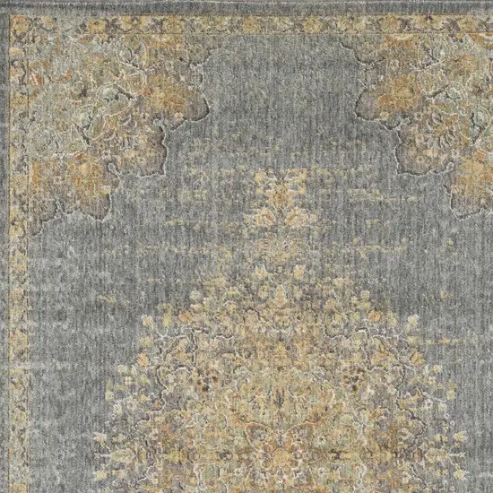 Slate Grey Machine Woven Traditional Medallion Indoor Area Rug Photo 2