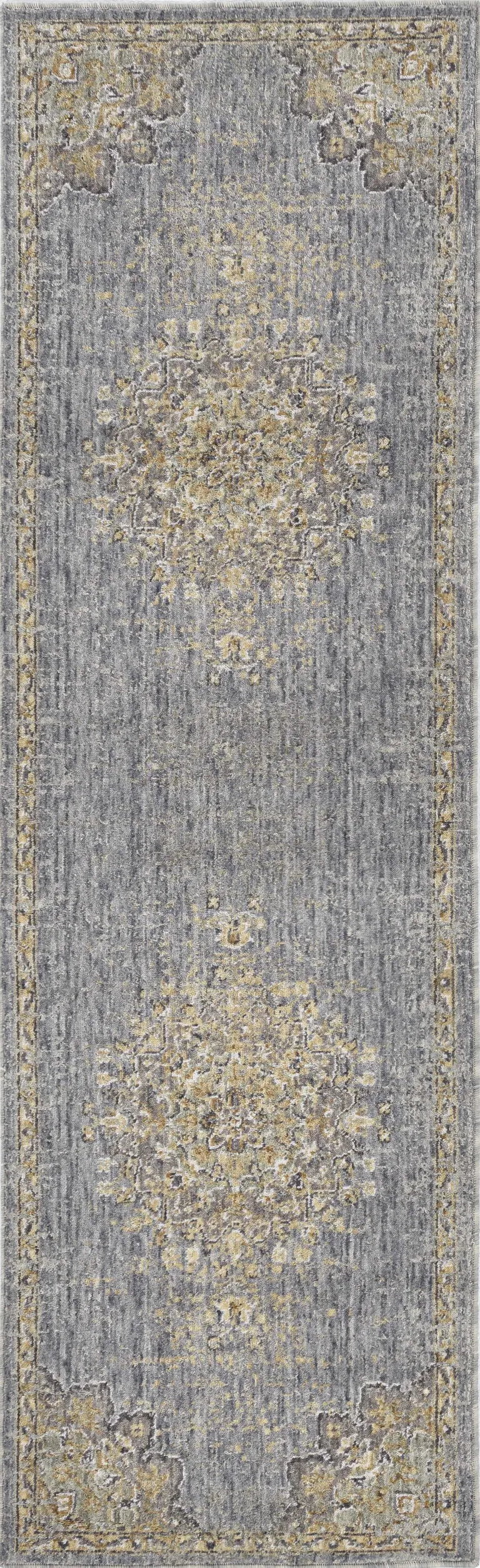 Slate Grey Machine Woven Traditional Medallion Indoor Area Rug Photo 1