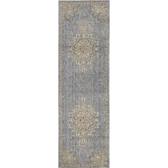 Slate Grey Machine Woven Traditional Medallion Indoor Area Rug Photo 1