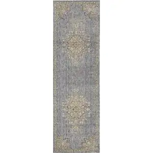 Photo of Slate Grey Machine Woven Traditional Medallion Indoor Area Rug