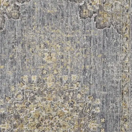 Slate Grey Medallion Bordered Wool Indoor Area Rug Photo 7