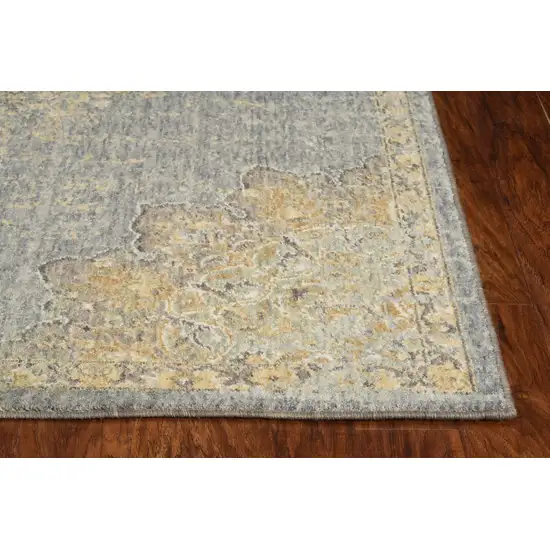 Slate Grey Wool Floral Handmade Area Rug Photo 3