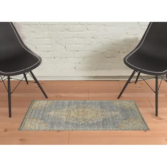 Slate Grey Wool Floral Handmade Area Rug Photo 2