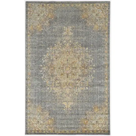 Slate Grey Wool Floral Handmade Area Rug Photo 1