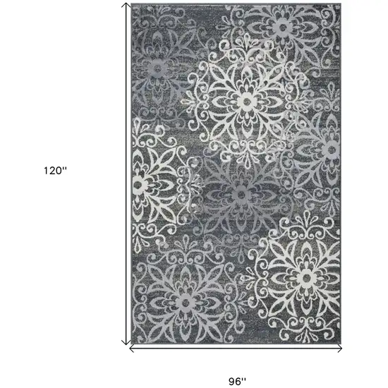 Slate Medallion Power Loom Stain Resistant Area Rug Photo 5