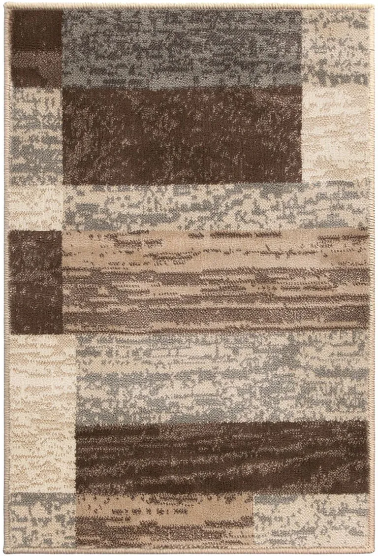 Slate Patchwork Power Loom Stain Resistant Area Rug Photo 1