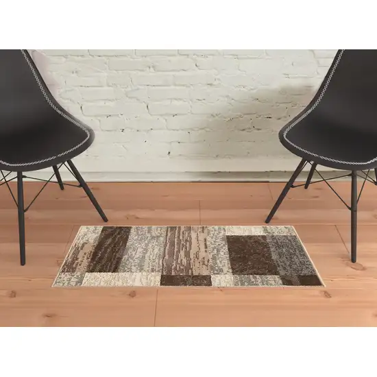 Slate Patchwork Power Loom Stain Resistant Area Rug Photo 2