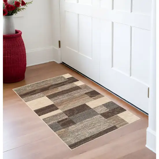 Slate Patchwork Power Loom Stain Resistant Area Rug Photo 1