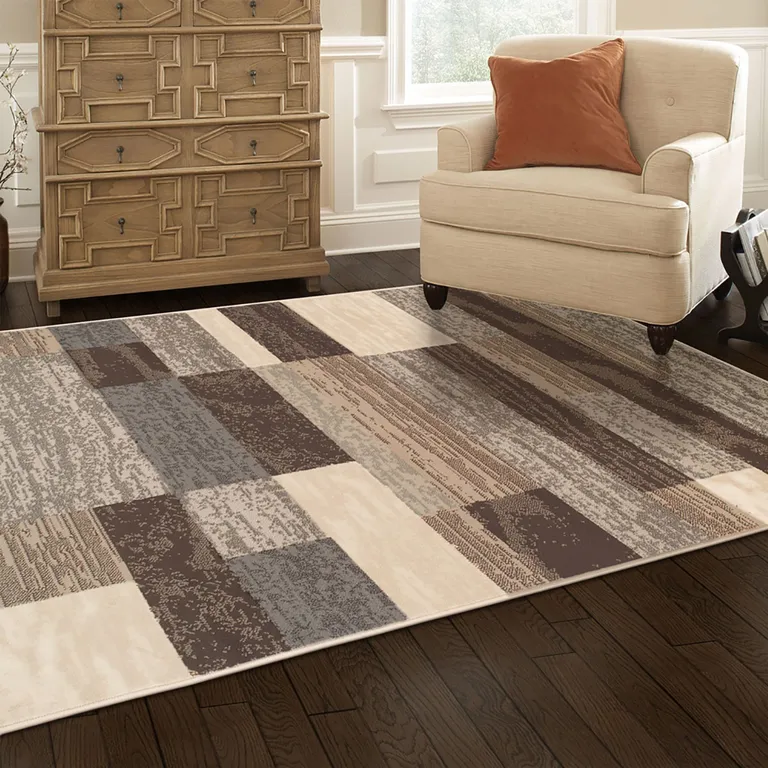 Slate Patchwork Power Loom Stain Resistant Area Rug Photo 4