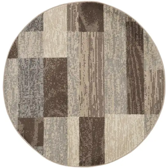 Slate Round Patchwork Power Loom Stain Resistant Area Rug Photo 1