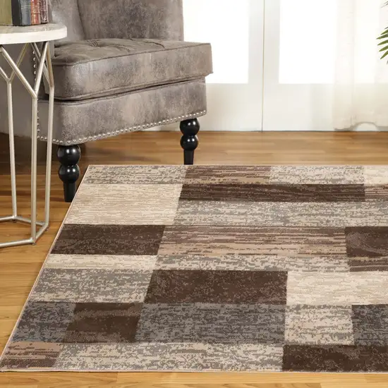 Slate Square Patchwork Power Loom Stain Resistant Area Rug Photo 7