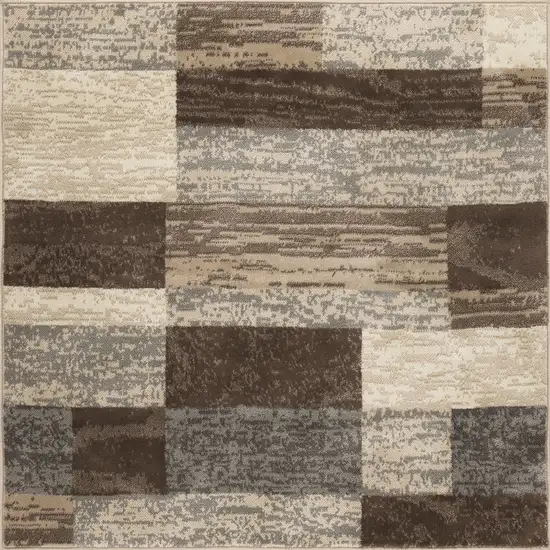 Slate Square Patchwork Power Loom Stain Resistant Area Rug Photo 1