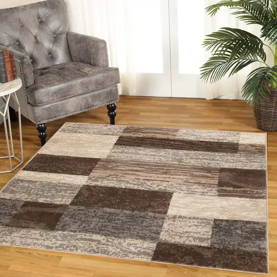 Slate Square Patchwork Power Loom Stain Resistant Area Rug Photo 8