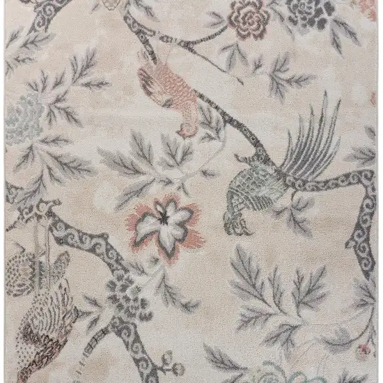 Soft Beige Birds and Trees Area Rug Photo 5