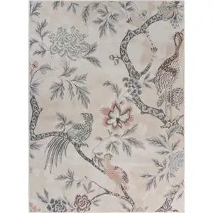 Photo of Soft Beige Birds and Trees Area Rug