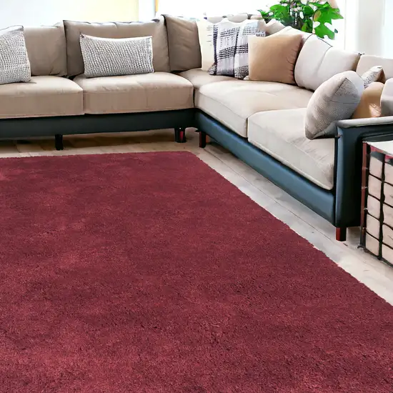 Solid  Red Shag Area Rug Photo 1