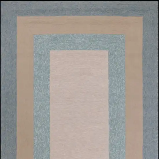 Blue and Beige Handmade Indoor Outdoor Area Rug Photo 3