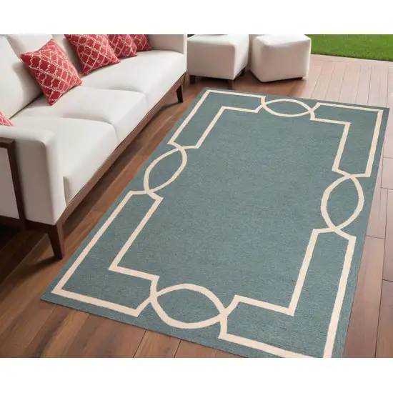 Spa Coastal Bordered Indoor Outdoor Area Rug Photo 2