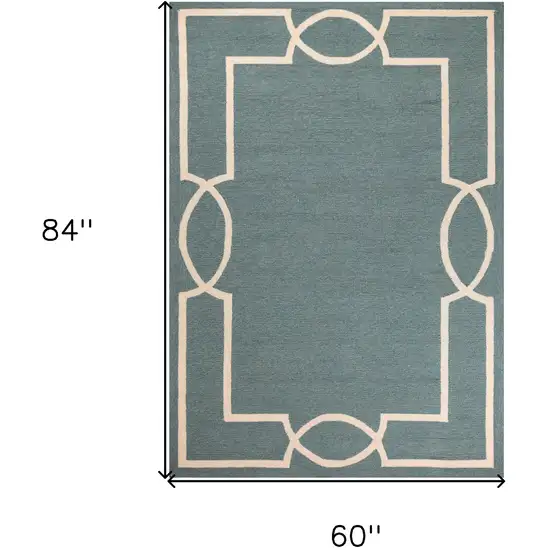 Spa Coastal Bordered Indoor Outdoor Area Rug Photo 9