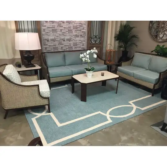 Spa Coastal Bordered Indoor Outdoor Area Rug Photo 5