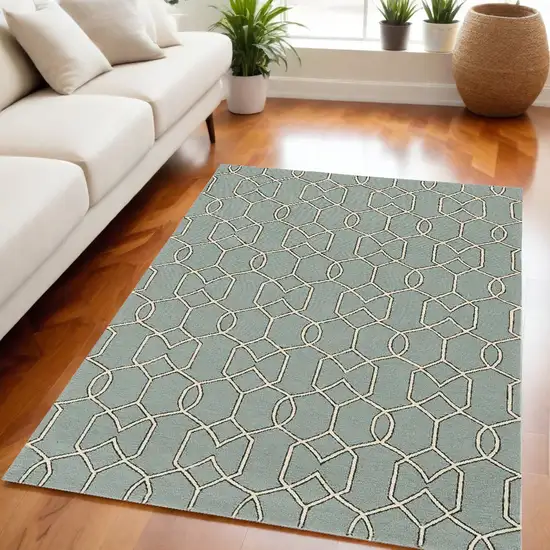 Spa Geometric Trellis Uv Treated Indoor Area Rug Photo 1