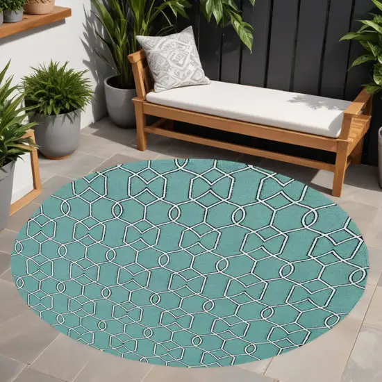 Green Round Moroccan Indoor Outdoor Area Rug Photo 1