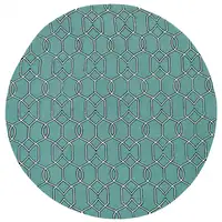 Photo of Spa Green Hand Hooked UV Treated Geometric Round Indoor Outdoor Area Rug