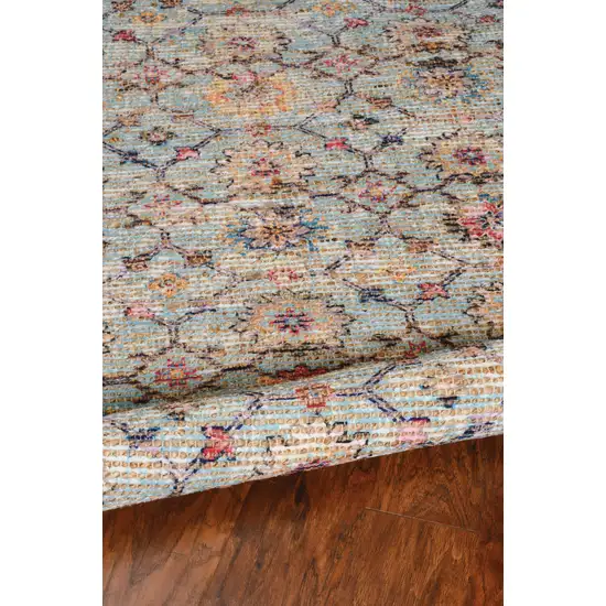 Spa Green Hand Woven Floral Indoor Area Rug Photo 4