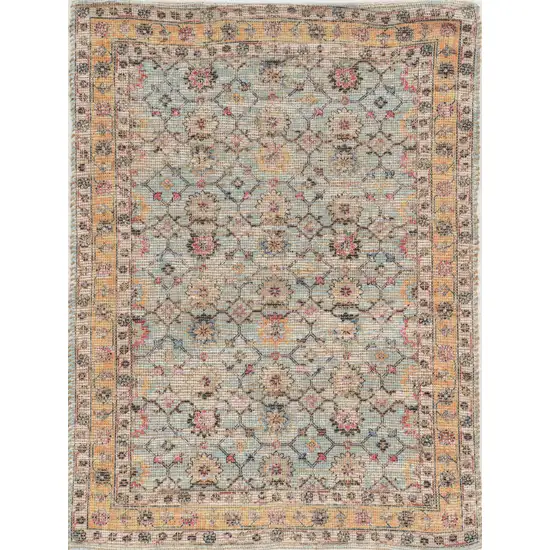 Spa Green Hand Woven Floral Indoor Area Rug Photo 2