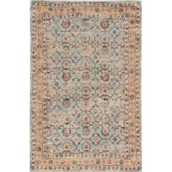 Spa Green Hand Woven Floral Indoor Area Rug Photo 1