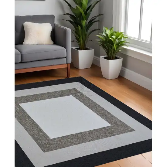 7' Square   Uv Treated Polypropylene Charcoal Area Rug Photo 1