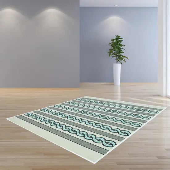 Square   UV treated Polypropylene Ivory or Spa Area Rug Photo 4