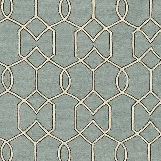 Green and Ivory Hand Hooked Area Rug Photo 5