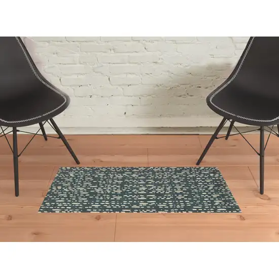 Steel Blue And Ivory Abstract Power Loom Stain Resistant Area Rug Photo 2