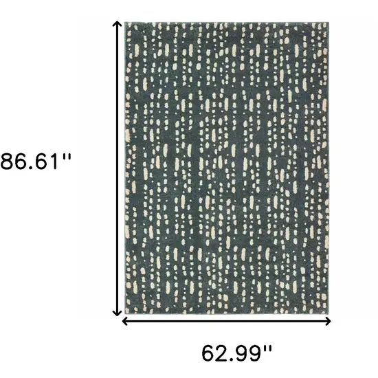 Steel Blue And Ivory Abstract Power Loom Stain Resistant Area Rug Photo 8