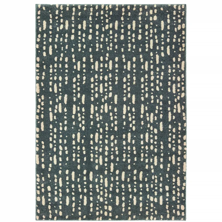 Steel Blue And Ivory Abstract Power Loom Stain Resistant Area Rug Photo 1