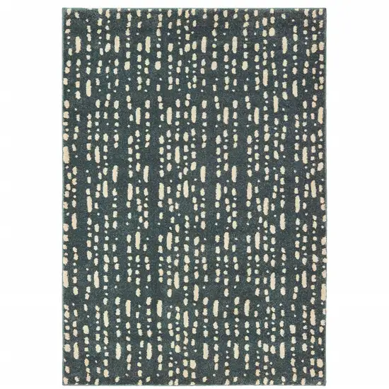 Steel Blue And Ivory Abstract Power Loom Stain Resistant Area Rug Photo 1