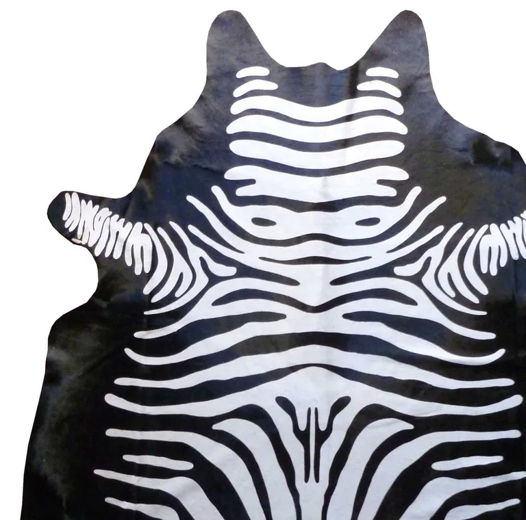 Stenciled Reverse Zebra Cowhide Rug Photo 3