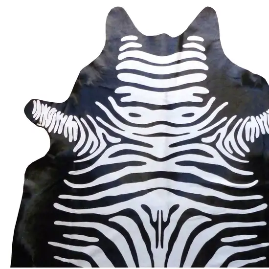 Stenciled Reverse Zebra Cowhide Rug Photo 3