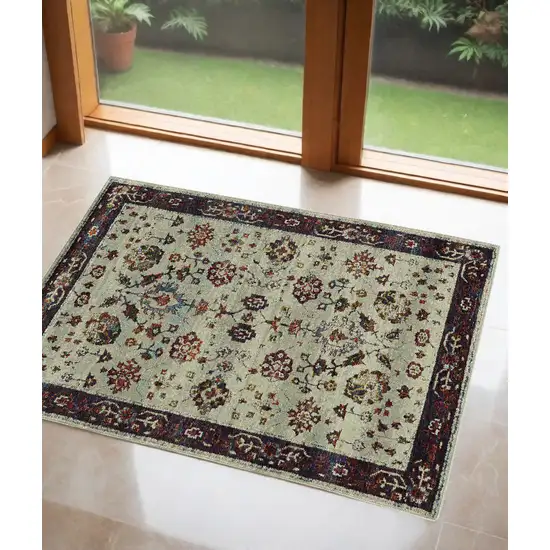 Red and Ivory Oriental Power Loom Area Rug Photo 1