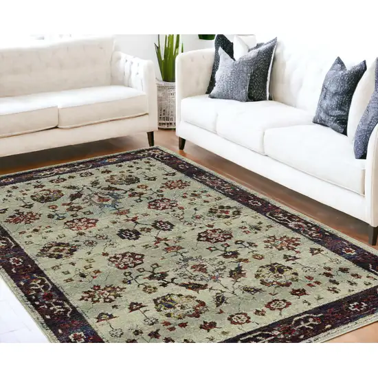 Red and Ivory Oriental Power Loom Area Rug Photo 1