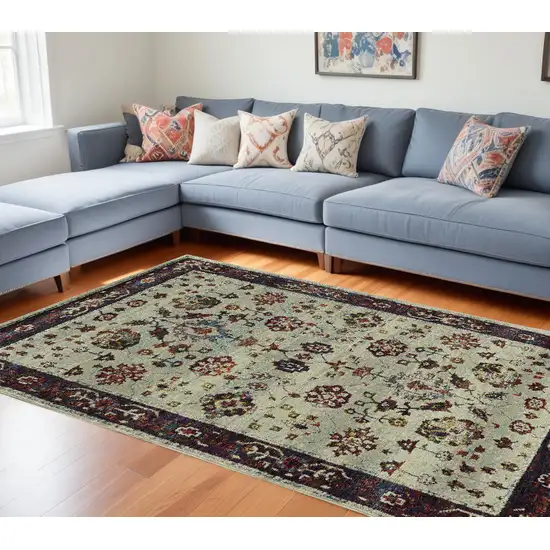 Red and Ivory Oriental Power Loom Area Rug Photo 1