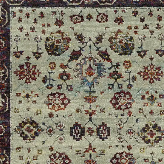 Stone And Red Oriental Power Loom Stain Resistant Area Rug Photo 3