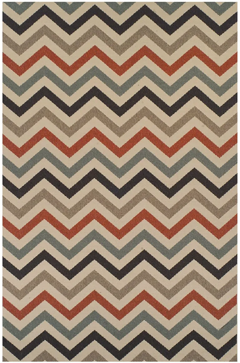 Stone Chevron Power Loom Stain Resistant Area Rug With Fringe Photo 1