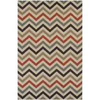 Photo of Stone Chevron Power Loom Stain Resistant Area Rug With Fringe