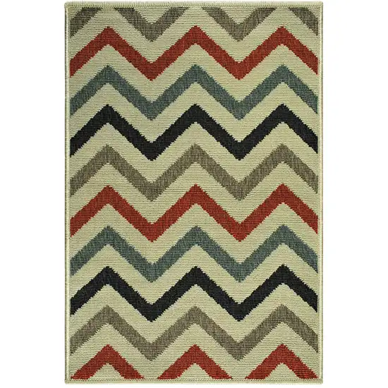 Stone Chevron Stain Resistant Indoor Outdoor Area Rug Photo 1