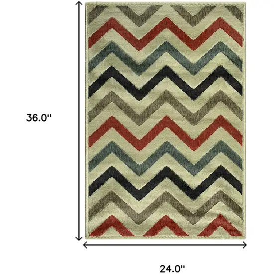 Stone Chevron Stain Resistant Indoor Outdoor Area Rug Photo 5