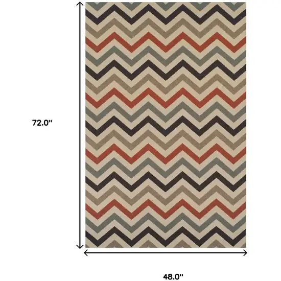 Stone Chevron Stain Resistant Indoor Outdoor Area Rug Photo 8