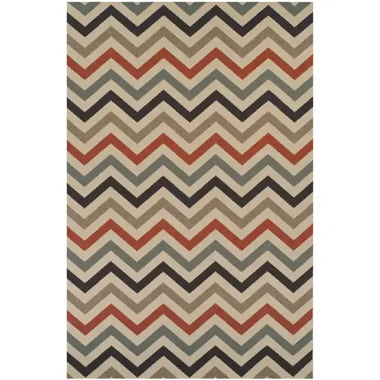 Stone Chevron Stain Resistant Indoor Outdoor Area Rug Photo 1