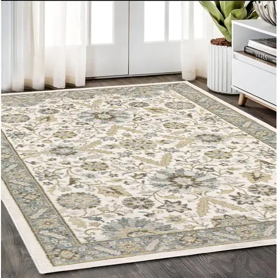 Gray and Ivory Oriental Power Loom Area Rug Photo 1